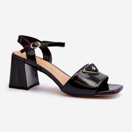 S.Barski Sandale elegante din piele lăcuită cu toc înalt negru D&amp;A MR38-660 1