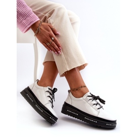 Pantofi dama patentati pe platforma alb S.Barski LR592B 6