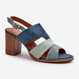 Sandale de dama din piele intoarsa ecologica cu tocuri inalte, albastru Qutima 1 Sandale de dama din piele intoarsa ecologica cu tocuri inalte, albastru Qutima 1