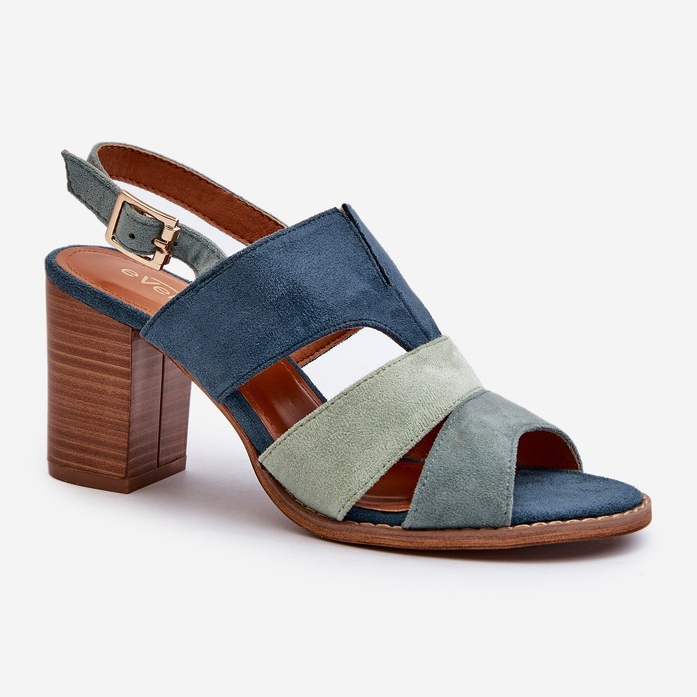 Sandale de dama din piele intoarsa ecologica cu tocuri inalte, albastru Qutima 1 Sandale de dama din piele intoarsa ecologica cu tocuri inalte, albastru Qutima 1