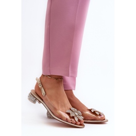 S.Barski Sandale Transparente Toc Cu Decor Auriu D&amp;A MR38-383 de aur 2