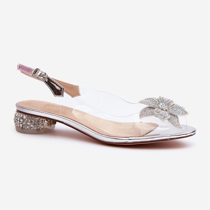 S.Barski Sandale Transparente Toc Cu Decor Argintiu D&amp;A MR38-383 2