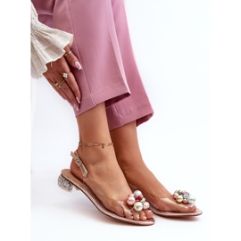 S.Barski Sandale Transparente Toc Cu Decor Rose Gold D&A MR38-368 roz 1 S.Barski Sandale Transparente Toc Cu Decor Rose Gold D&A MR38-368 roz 1