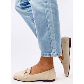 Mocasini de dama Rhona Beige cu catarama bej 2