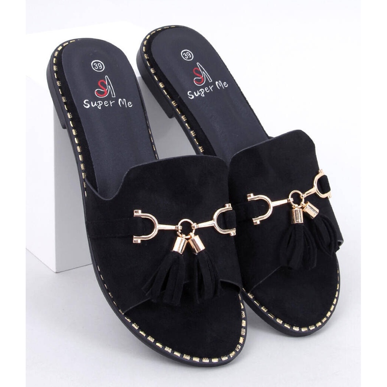 Flip-flops Lapierr Negri cu franjuri negru 1