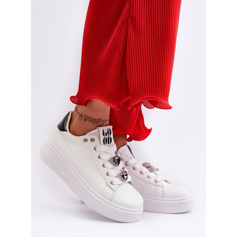 Pantofi Dama Platforma Cu Ace Inima, Azamia Alb 2