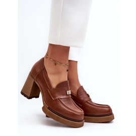 Zazoo 20169 Pantofi din piele maro cu toc inalt 2