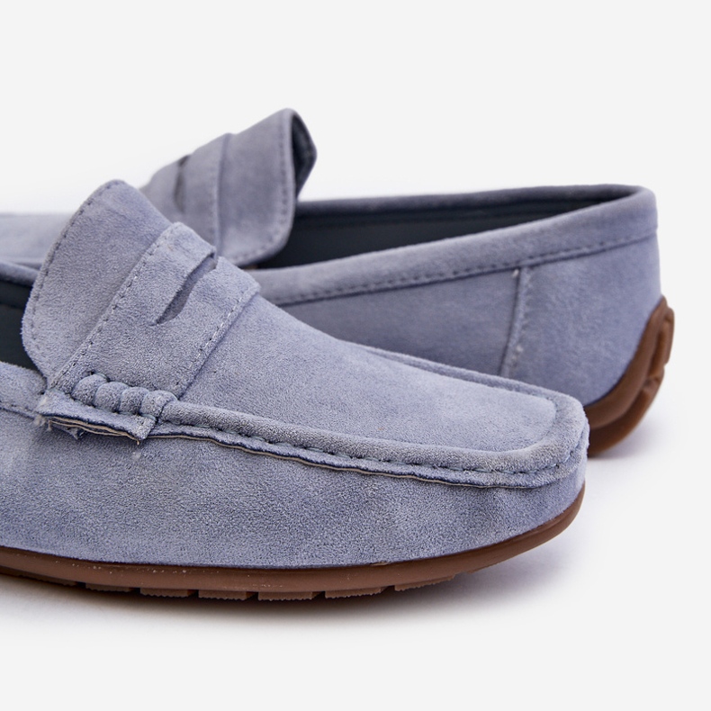 Mocasini de piele Wesley albastru pentru bărbați 2