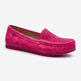 Mocasini dama din piele intoarsa fuchsia S.Barski LR755 roz 1