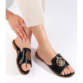 Sandale plate de damă de culoare neagră negru 1