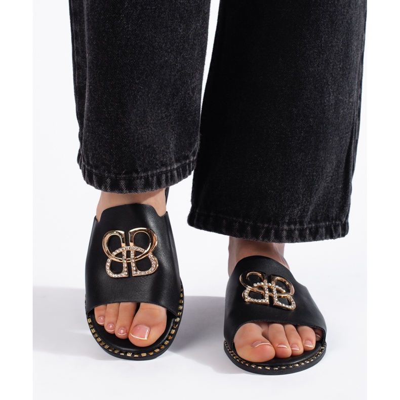 Flip-flops eleganti pentru femei negre negru 1