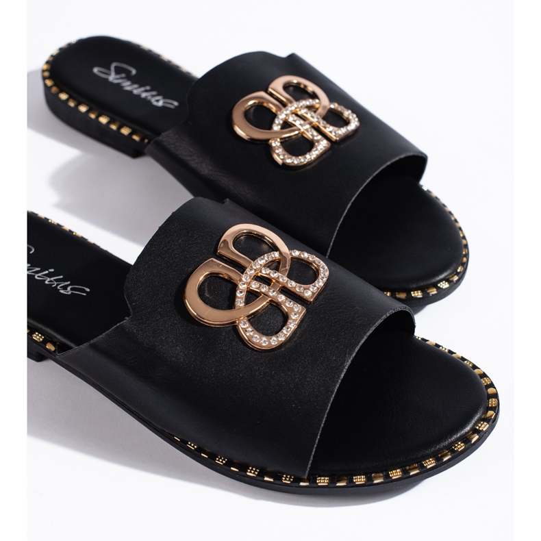 Flip-flops eleganti pentru femei negre negru 2