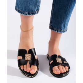 Flip-flops negri plate pentru damă negru 2