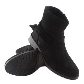 Cizme din piele intoarsa cu fundita B7713 Negru 1