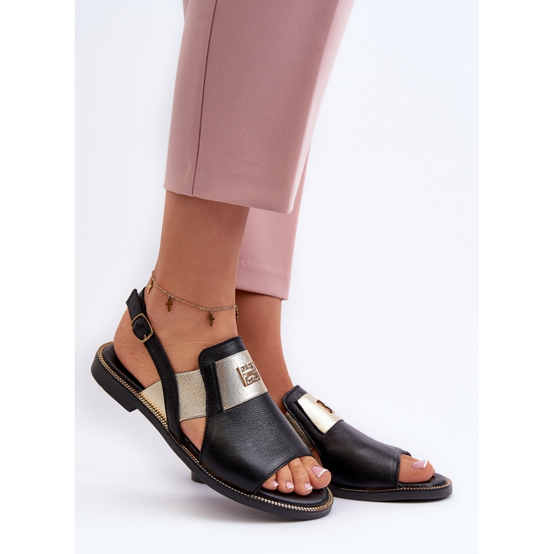 Sandale din piele pentru femei Zazoo 40385, negru 2