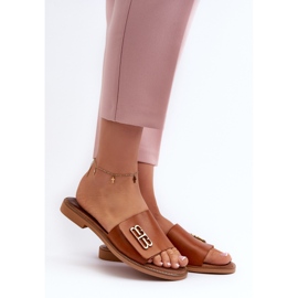 Zazoo 40384 Flip-flops elegante din piele pentru femei, maro 2