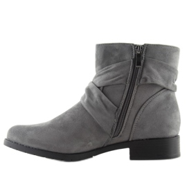 Cizme din piele intoarsa cu fundita B7713 Gri 1 Cizme din piele intoarsa cu fundita B7713 Gri 1