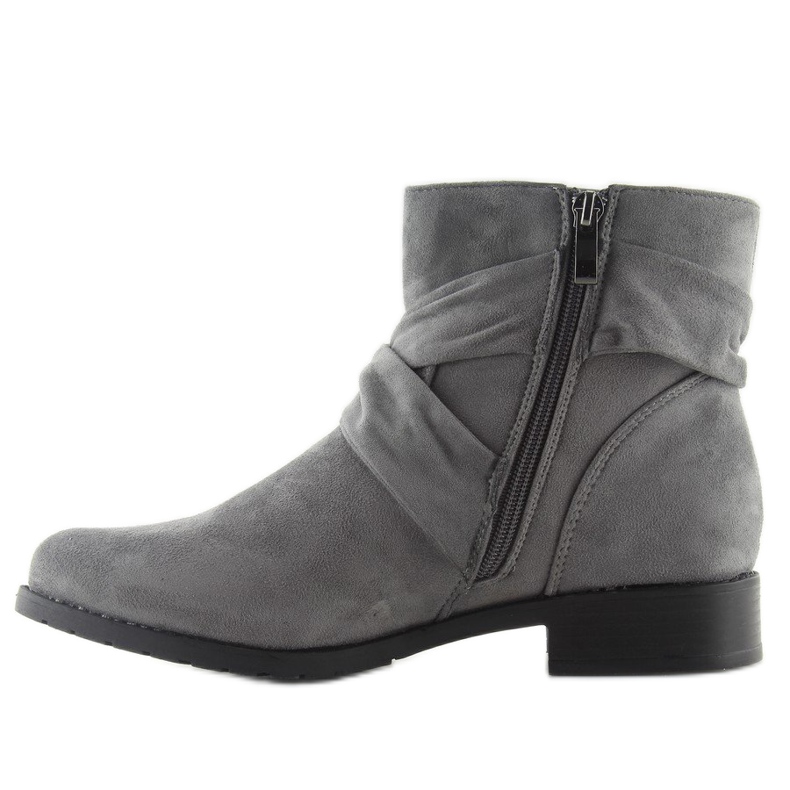 Cizme din piele intoarsa cu fundita B7713 Gri 1 Cizme din piele intoarsa cu fundita B7713 Gri 1