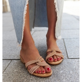 Flip-flops bej cu toc mic, decorati cu strasuri Ulma 2
