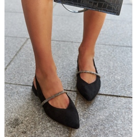 Balerini negri cu inserție din piele de la Morcosa negru 2