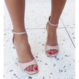 Sandale Askern din piele ecologica cu toc inalt bej 1