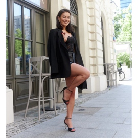 Sandale Askern din piele ecologica cu toc inalt negru 1