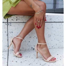 Sandale cu toc înalt din piele ecologică Taqwa bej 1