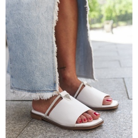 Flip-flops cu inserție din piele Antari alb 1