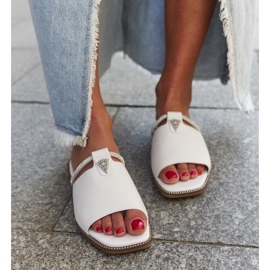 Flip-flops cu inserție din piele Antari alb 2