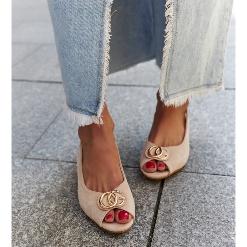 Sandale cu branț din piele Warda bej 1