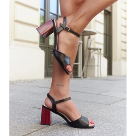 Sandale cu inserție de piele pe toc Abadia negru 1 Sandale cu inserție de piele pe toc Abadia negru 1