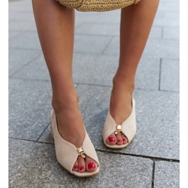 Sandale bloc cu branț din piele Shamoun bej 1