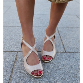 Sandale cu toc înalt cu branț Dahna din piele bej 2