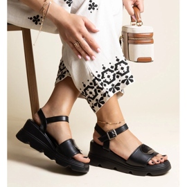 Sandale negre cu pană din piele ecologică Maddison negru 2