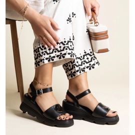 Sandale negre cu pană din piele ecologică Maddison negru 1