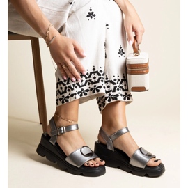 Sandale cu pană din piele ecologică Maddison argint 1