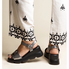 Sandale cu pană din piele ecologică Maddison argint 2