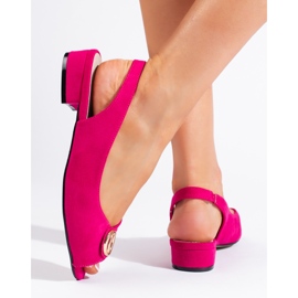 Sandale de damă din piele de căprioară fucsia roz 1