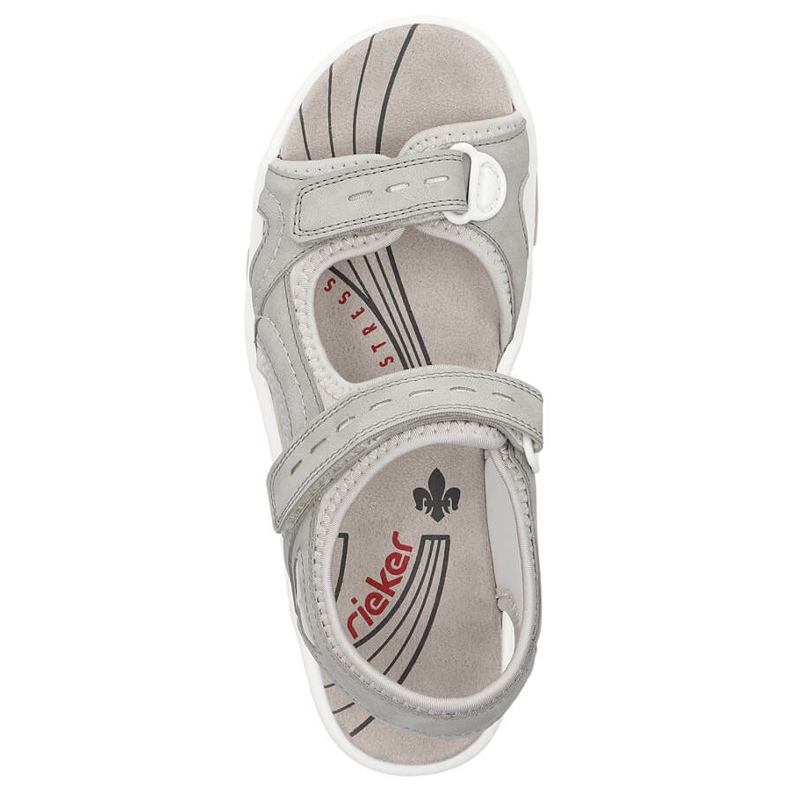 Sandale sport confortabile de damă cu velcro, gri Rieker 68866-40 2