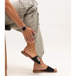 Șlapi negri cu cataramă Almeita negru 1