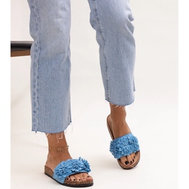Flip-flops cu flori pe talpă de plută de la Almida albastru 1