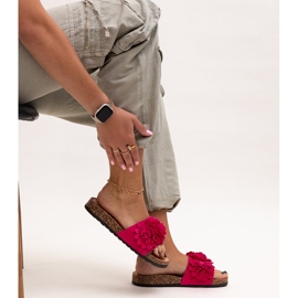 Flip-flops cu flori pe talpă de plută de la Almida roz 1