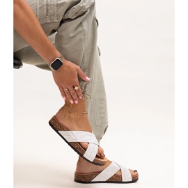 Papuci cu talpă din plută lucioasă Ribera alb 1 Papuci cu talpă din plută lucioasă Ribera alb 1