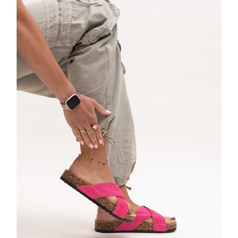 Papuci cu talpă din plută lucioasă Ribera roz 1