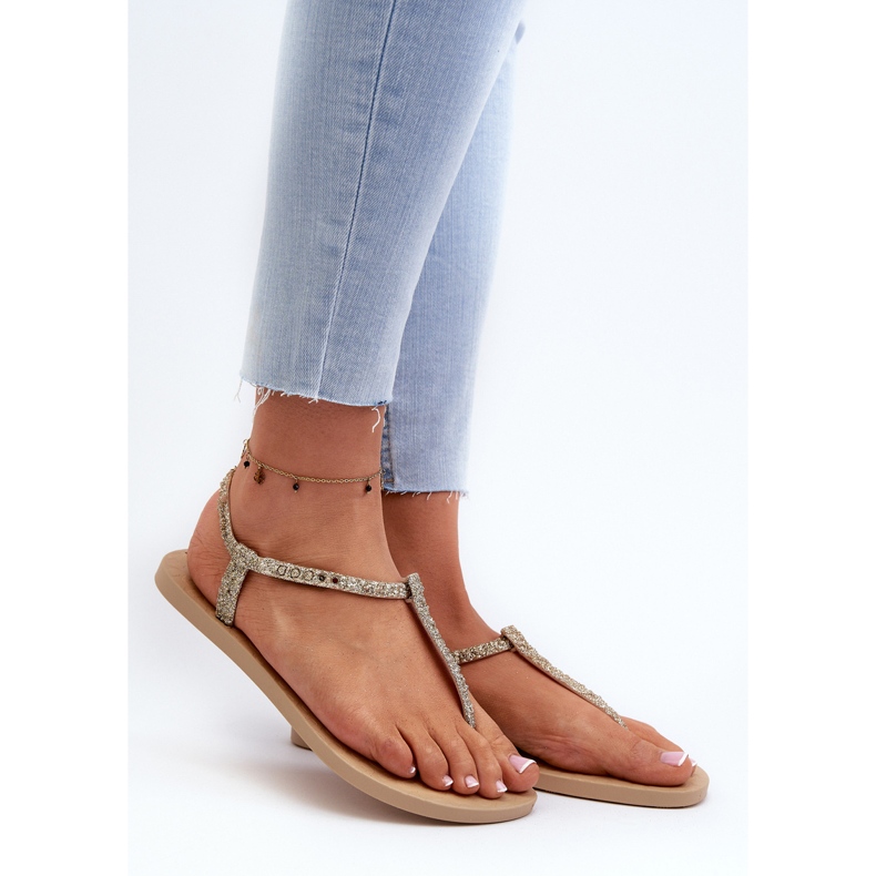 Sandale flip-flop pentru femei cu sclipici 26914 Ipanema Class Brilha Fem Gold de aur 2