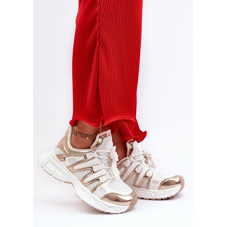 Pantofi de damă Ahmani alb și auriu 2