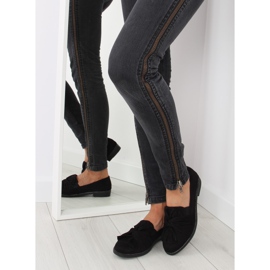 Mocasini de dama negre cu fundita neagra negru 2