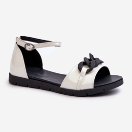 Sandale Plate Dama Cu Lant Vinceza 17320 Alb 1