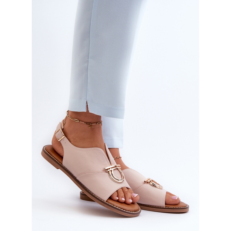 Sandale Plate Dama Cu Decorat Auriu Vinceza 17319 Roz Deschis 2 Sandale Plate Dama Cu Decorat Auriu Vinceza 17319 Roz Deschis 2