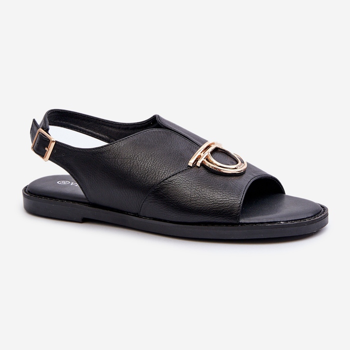 Sandale Plate Dama Cu Decorat Auriu Vinceza 17319 Negru 1 Sandale Plate Dama Cu Decorat Auriu Vinceza 17319 Negru 1